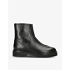 Legres Black Oiled Leather Ankle Boots In Black