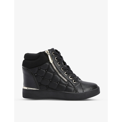 Aldo Ailannah Quilted Heeled Faux-leather Trainers In Blk/other
