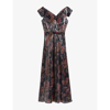 TED BAKER TED BAKER WOMEN'S BLACK NINIA FLORAL-PRINT BELTED WOVEN MIDAXI DRESS,61036261