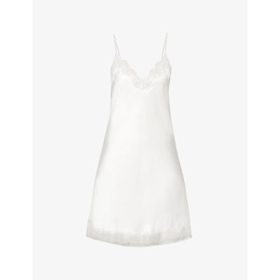 Sainted Sisters Scarlett Lace-trimmed Silk Nightdress In Ivory