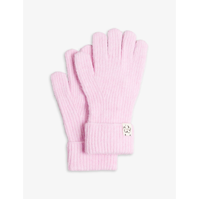 Ted Baker Magnolia Logo-patch Knitted Gloves In Pl-pink