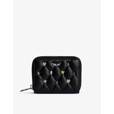 Zadig & Voltaire Lucky Charm-embellished Mini Leather Purse In Noir