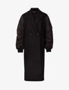 Allsaints Paulah Contrast Sleeve Wool-blend Coat In Black