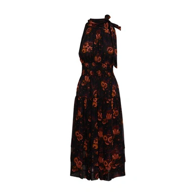 Ulla Johnson Maya Midi Dress In Black,red