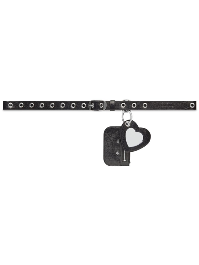 Balenciaga Mirror Charm Leather Belt In Black