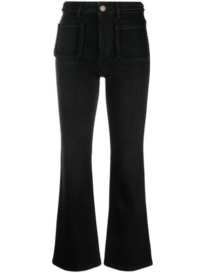 Maje Cropped Bootcut Jeans In Black