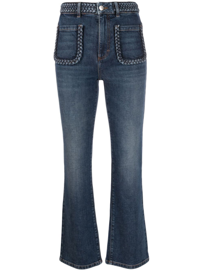 Maje Ausgestellte Cropped-jeans In Blue