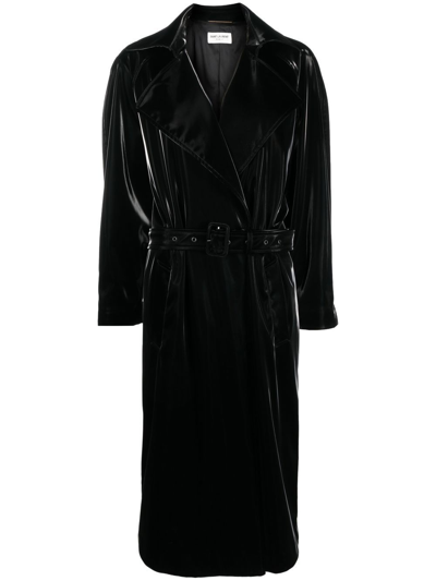 Saint Laurent Belted-waist Coat In Black