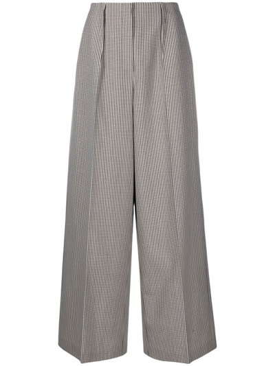 Fendi Gingham Wide-leg Trousers In Nude