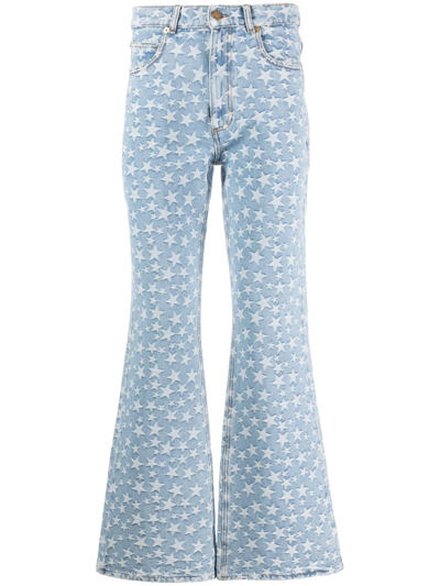 Erl Star-print Flared Jeans In Blu