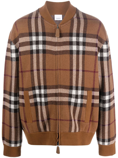 Burberry Check Cashmere Jumper In Brown