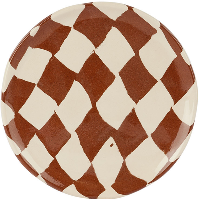 Henry Holland Studio Brown & White Check Side Plate In Terra/white