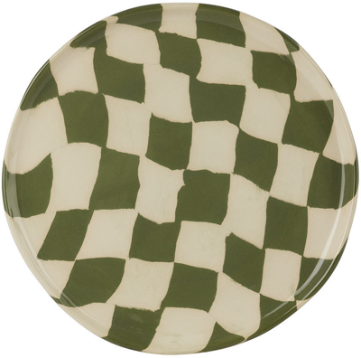 Henry Holland Studio Green & White Check Dinner Plate In Green/white