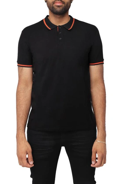 X-ray Pipe Trim Knit Polo In Black/ Vermillion