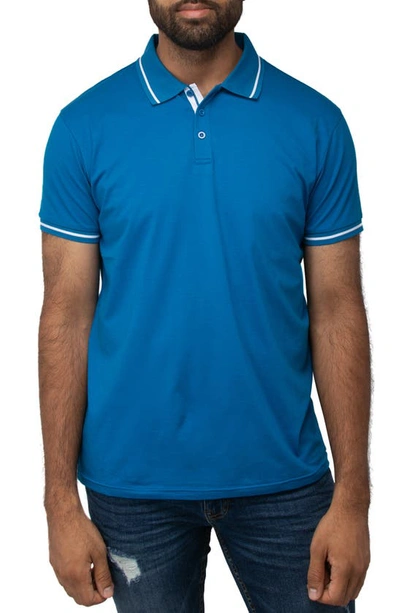 X-ray Pipe Trim Knit Polo In Ocean Blue,white