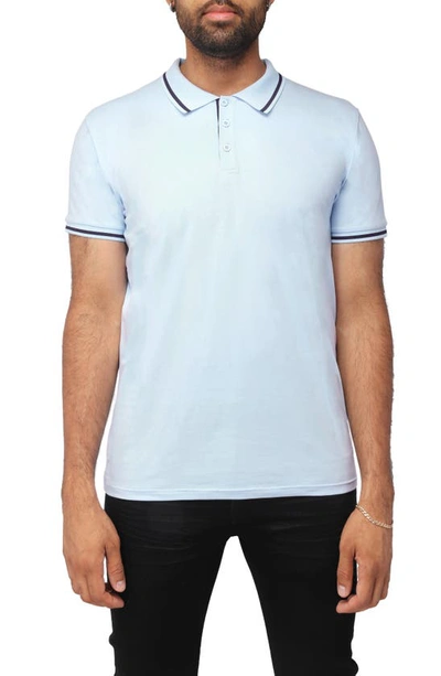 X-ray Pipe Trim Knit Polo In Bright Sky Blue/ Navy