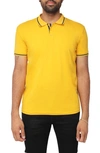 X-ray Pipe Trim Knit Polo In Honey Mustard/ Navy