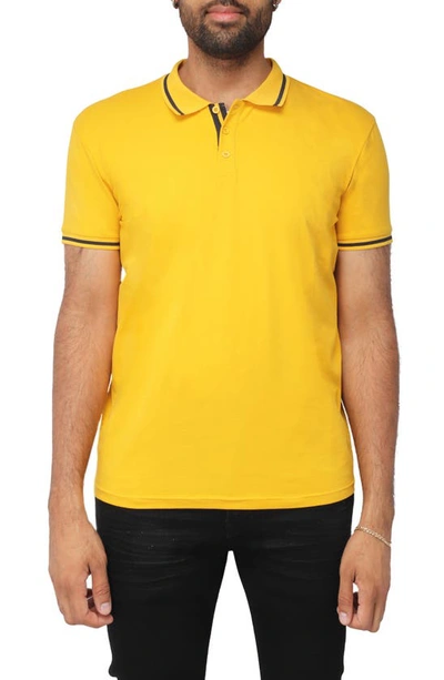 X-ray Pipe Trim Knit Polo In Honey Mustard/ Navy