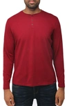 X-ray X Ray Long Sleeve Henley T-shirt In Burgundy
