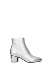 FERRAGAMO ANKLE BOOTS LEATHER SILVER