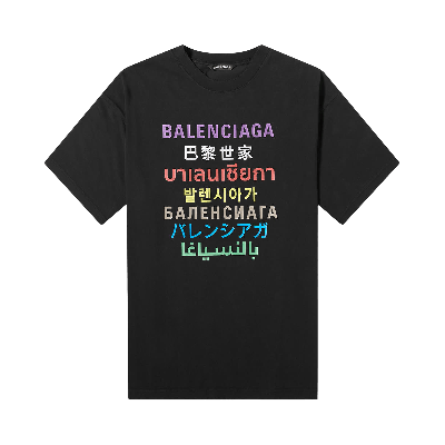 Pre-owned Balenciaga Languages Logo Tee 'black/multicolor'