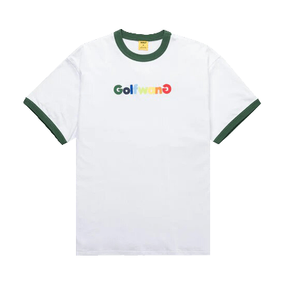 Pre-owned Golf Wang Happy Logo Ringer Tee 'white/green'