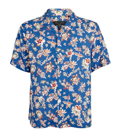 Rag & Bone Avery Convertible-collar Floral-print Voile Shirt In Blue