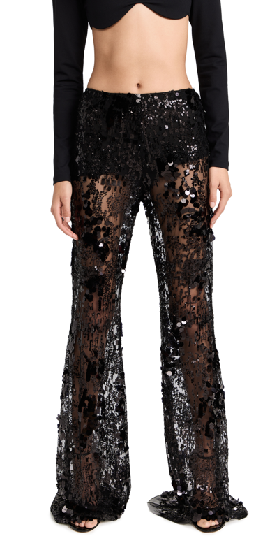 Aknvas Lennon Sequined Flared Pants In Black