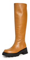 BY FAR RUSSEL PEANUT BUTTER SOFT SEMI PATENT LEATHER BOOTS