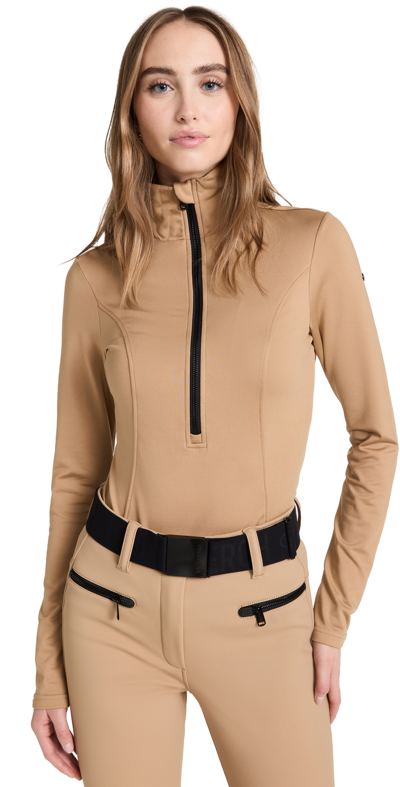 Goldbergh Serena Half-zip Thermal Base-layer Top In Latte