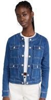 L Agence Yari Collarless Jacket In Denim