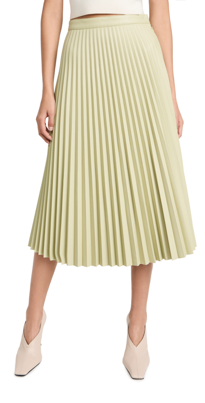Proenza Schouler White Label Faux Leather Pleated Midi Skirt In Green