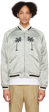 Palm Angels Men's Life Is Palm Quilted Souvenir Jacket In Grey Black