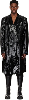 Raf Simons Black Double-breasted Coat In Black