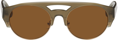 Dries Van Noten Taupe Linda Farrow Edition 152 C2 Sunglasses In Taupe/ Matte Gold/ O