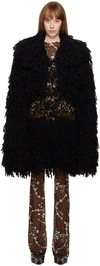 Knwls Yeti Fringe Wool-blend Coat In Brown