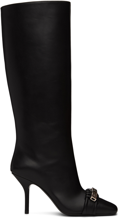 Givenchy Woven G Chain Calfskin Tall Boots In Black