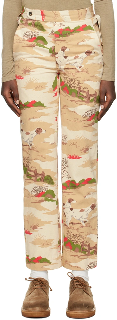Bode Beige Pointing Dog Trousers In Multi