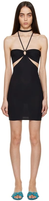 Ioannes Black Tie Minidress In Black