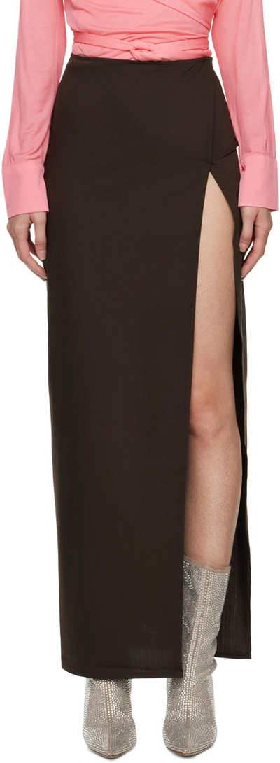 Ioannes Brown Martine Midi Skirt In Ganache