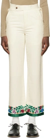 Bode Off-white Winter Garden Trousers In Ecru Multi