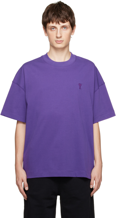 Ami Alexandre Mattiussi Ami De Caur Organic-cotton Oversized T-shirt In Purple/500