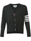Thom Browne 4-bar Short Cashmere Cardigan In Grey