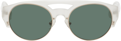 Dries Van Noten White Linda Farrow Edition 152 C5 Sunglasses In Milky Ice/ Matte Gol