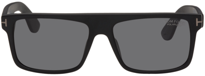 Tom Ford Black Fausto Sunglasses In 02d Shiny Black/smok