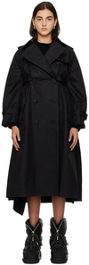 SACAI BLACK DOUBLE-BREASTED TRENCH COAT