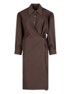 Lemaire Twisted Dress With Straight Collar And Buttons In Burgundy