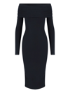 The Andamane Linda Midi - Off Shoulder Draped Midi Dress In Black