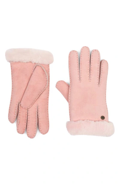 Ugg Genuine Dyed Shearling Slim Side Vent Gloves In Pink Cloud