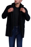 Cole Haan Plush Wool Blend Coat In Black